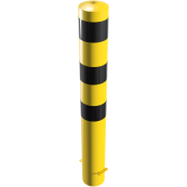 Bollard | steel tube  152 x 3,2 mm | yellow / black | stationary, for casting in concrete | total length: 1200 mm | with welded steel cap